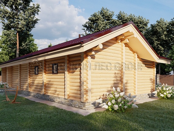 Дом из бревна проект АЛЕКСАНДРИТ 74,0м2 7,5х15,75