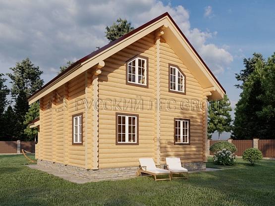 Дом из бревна проект Хризолит 108,5м2 7,65х8,00