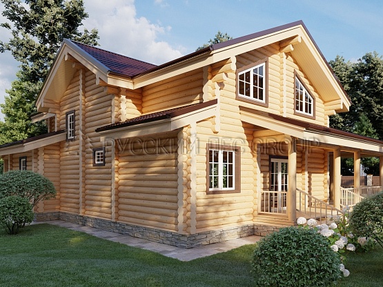 Дом из бревна проект ХАДИД 210,0м2 9,60х12,00