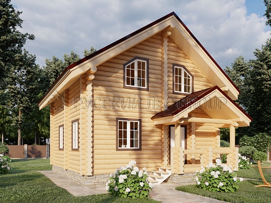 Дом из бревна проект Хризолит 108,5м2 7,65х8,00