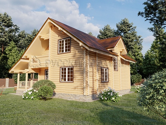 Дом из бревна проект САНСОВИНО 212,00м2 9,0х10,8