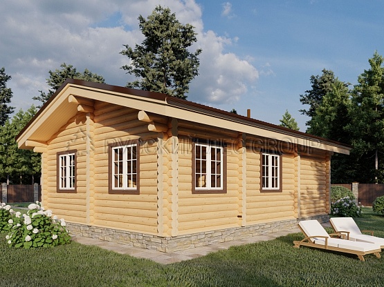 Дом из бревна проект АГАТ 64,2м2 7x10,0