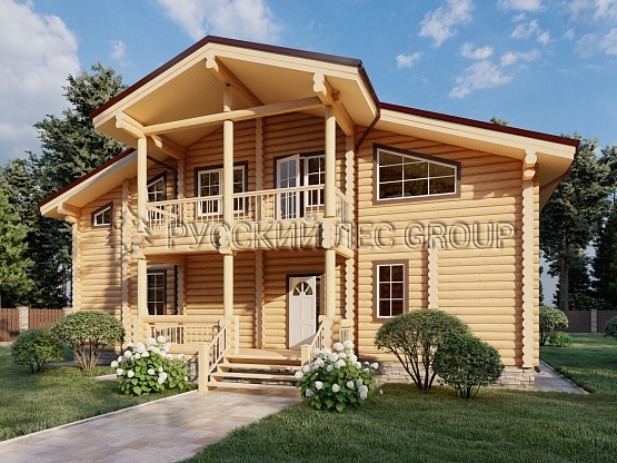 Дом из бревна проект Кварц 377,00м2 14,3x15,0