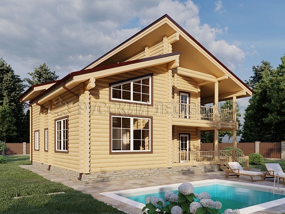Дом из бревна проект КАРЛСОН 240,00м2 11,7x11,1