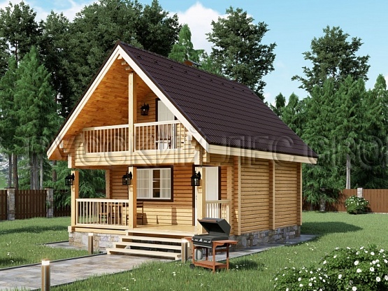 Дом из бруса проект АНРИ-ЧАША 71,32м2 5,5x7,5