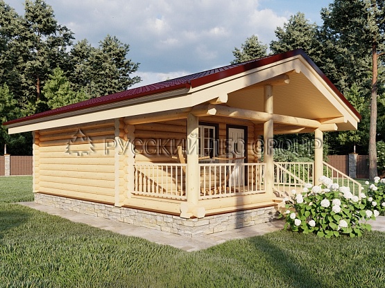 Дом из бревна проект ШАЛЕ 40,0м2 5,5х8,0