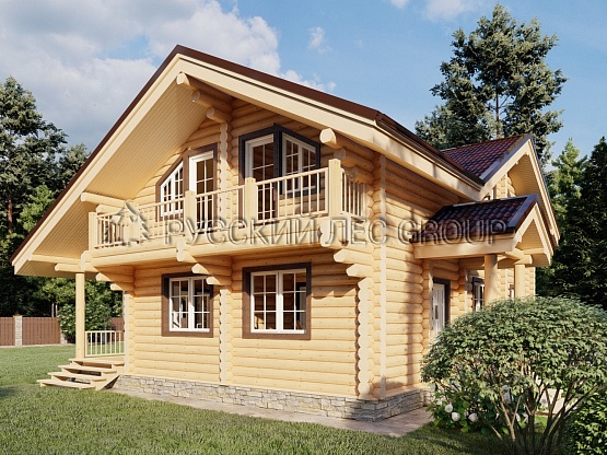 Дом из бревна проект ГАУДИ 195,9м2 9,6х11,3