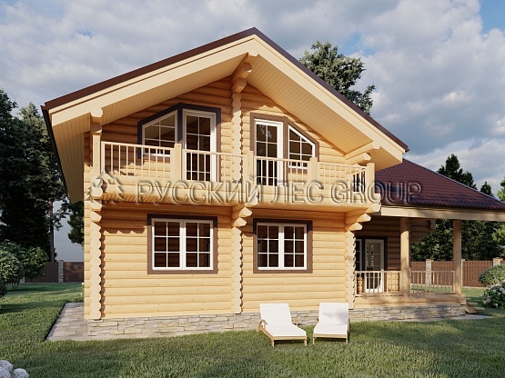 Дом из бревна проект ГАУДИ 195,9м2 9,6х11,3