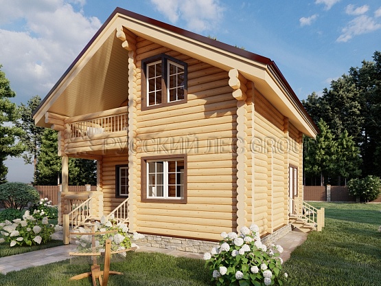Дом из бревна проект АМЕРТИН 107,2м2 7,8х8,0
