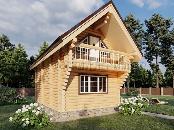 Дом из бревна проект ДОМЕНИКО 76,7м2 6,5x7,5